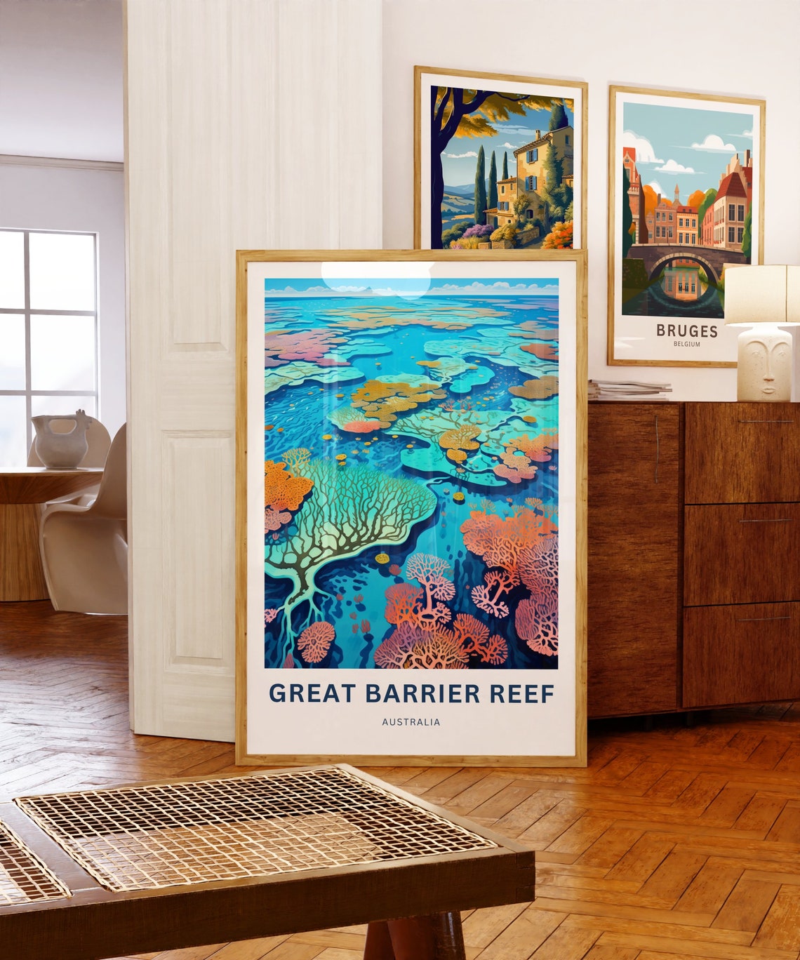 Great Barrier Reef Australia Aerial Coral Atolls Ocean View Poster - Image 3