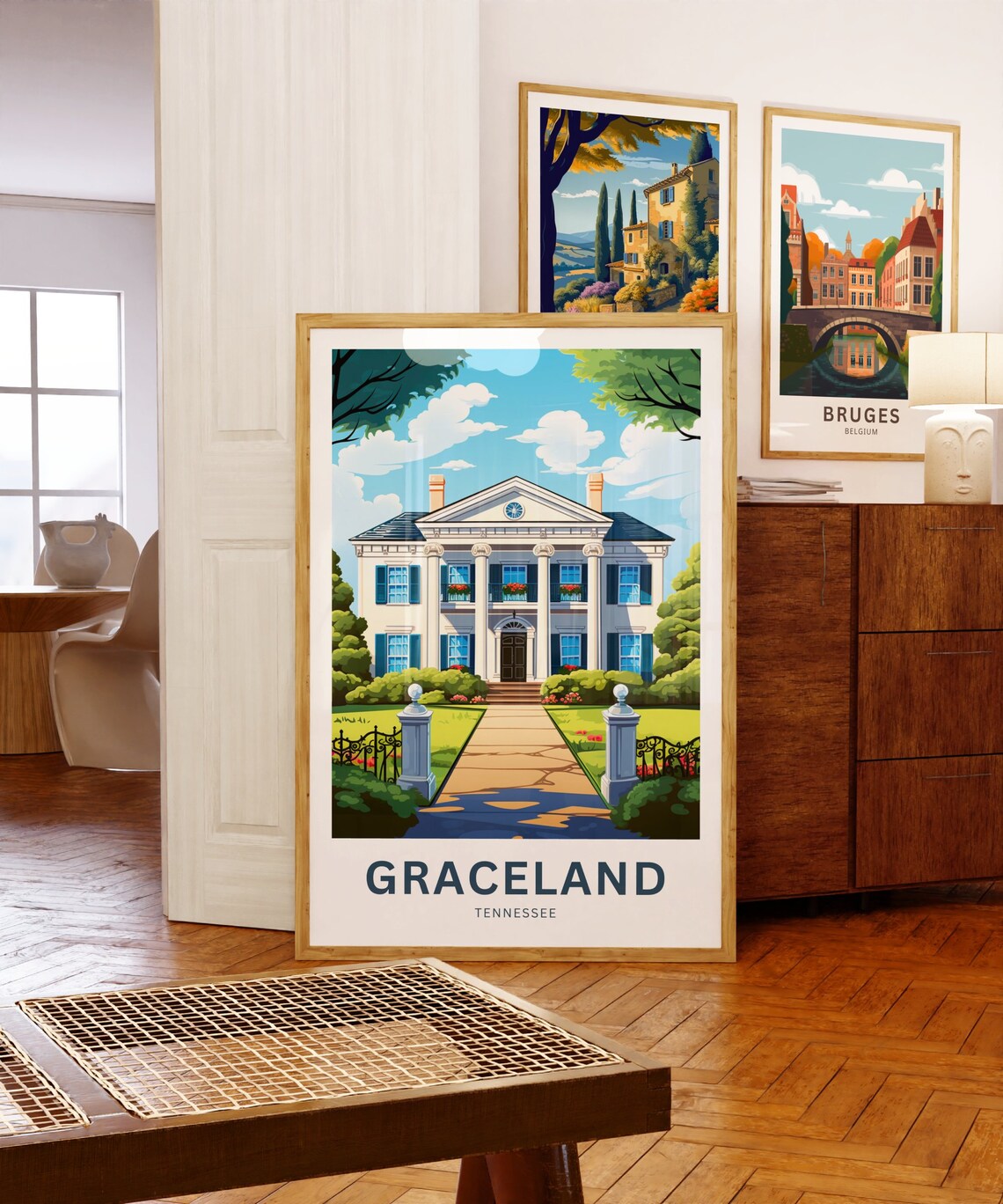 Personalized Graceland Tennessee Mansion Retro Landmark Estate Poster - Image 5