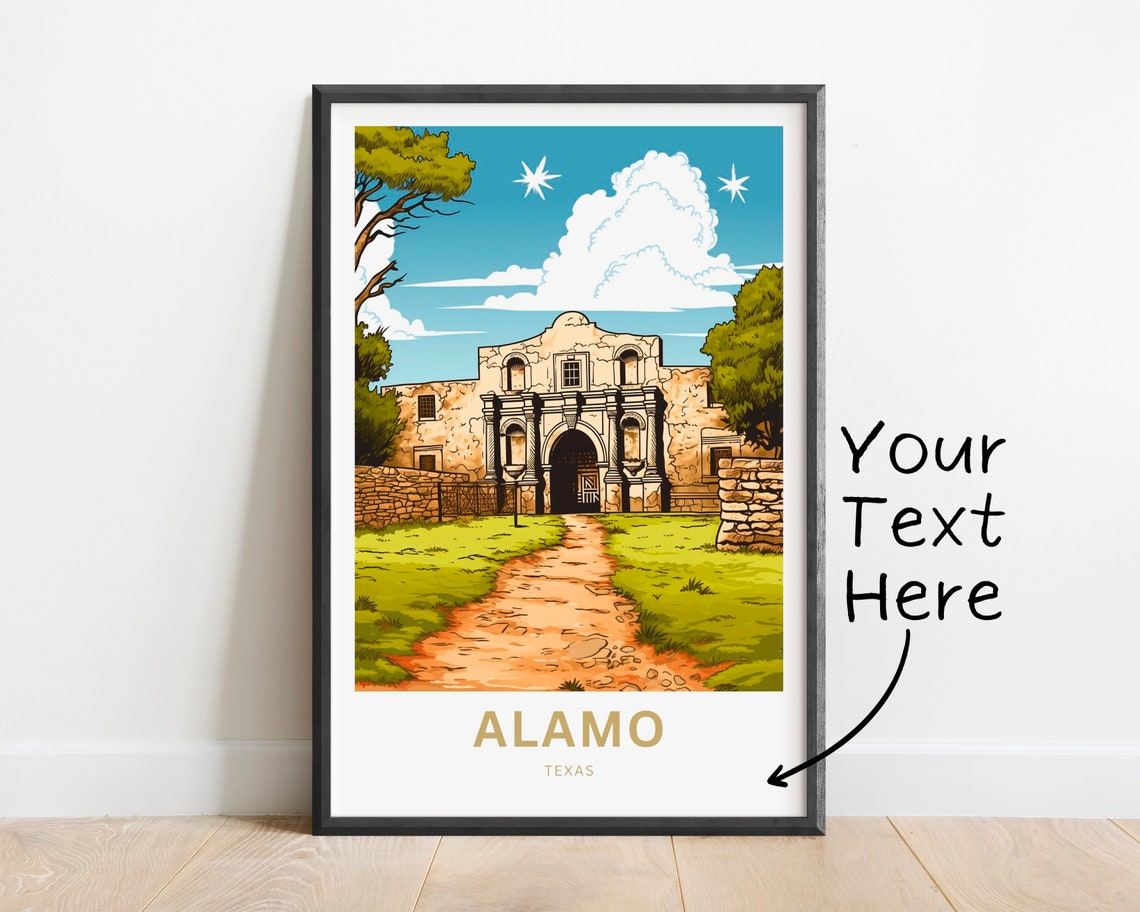 Personalized Alamo Texas Mission Front Day Custom Text Poster