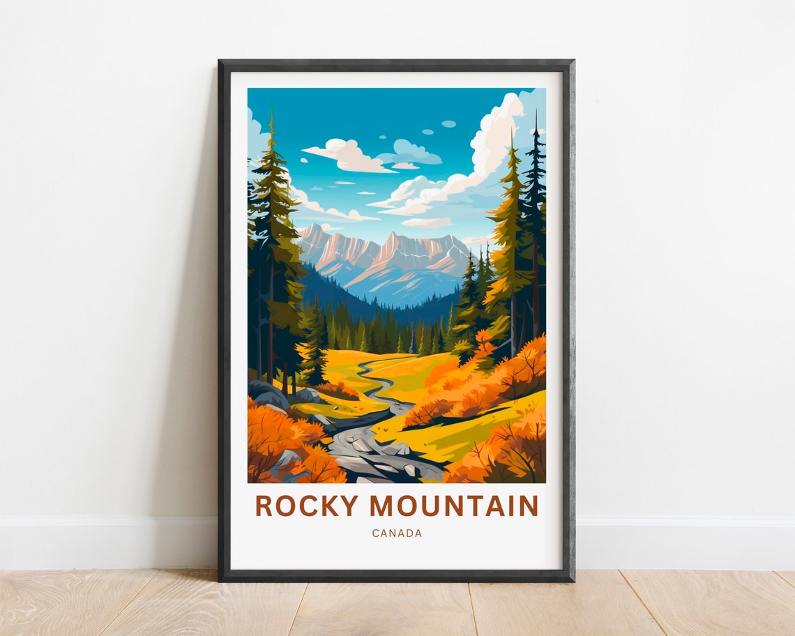Rocky Mountain Canada Autumn Valley Golden Foliage Travel Poster
