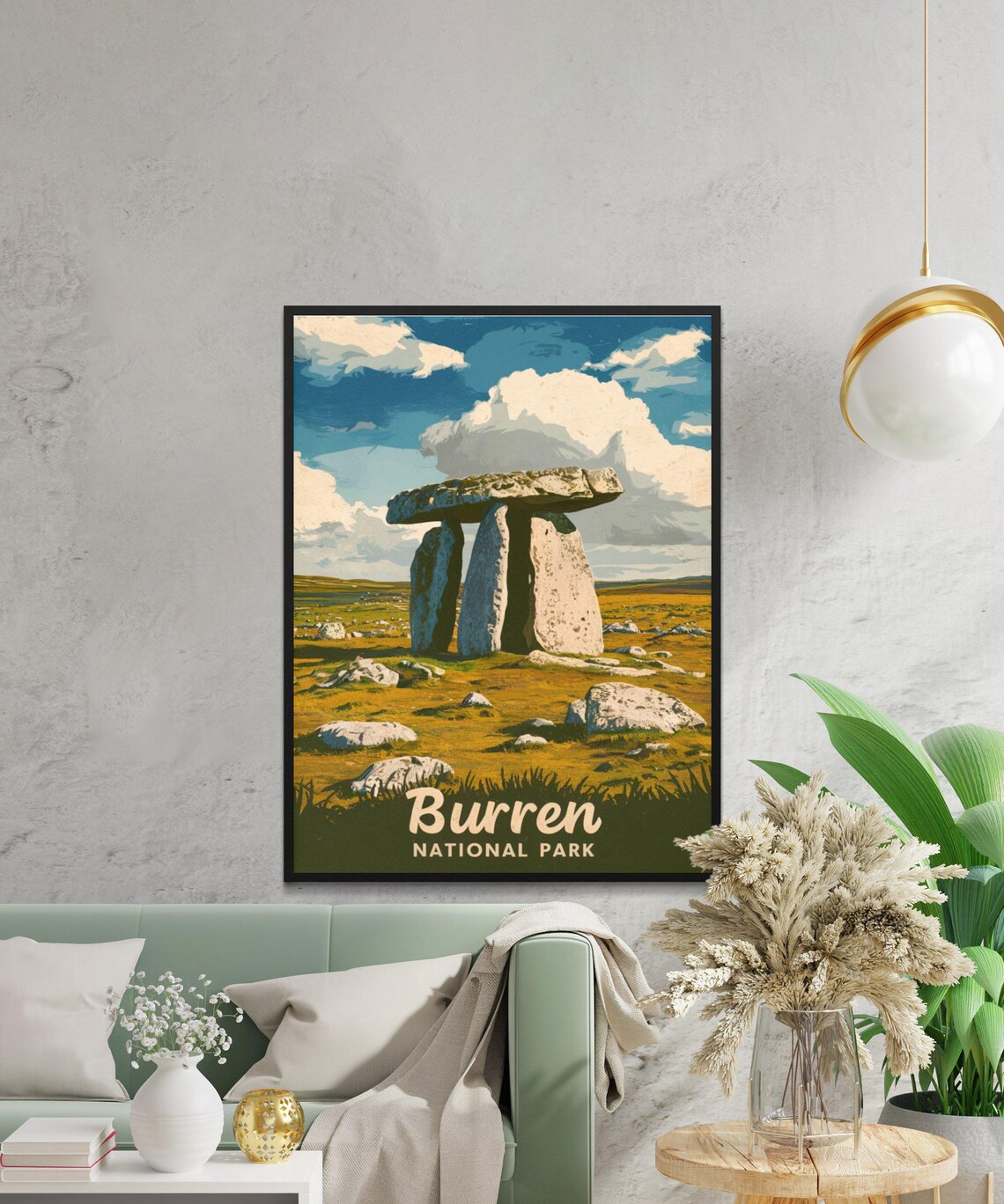 Burren National Park Ireland Vintage Travel Poster Ancient Dolmen View - Image 3
