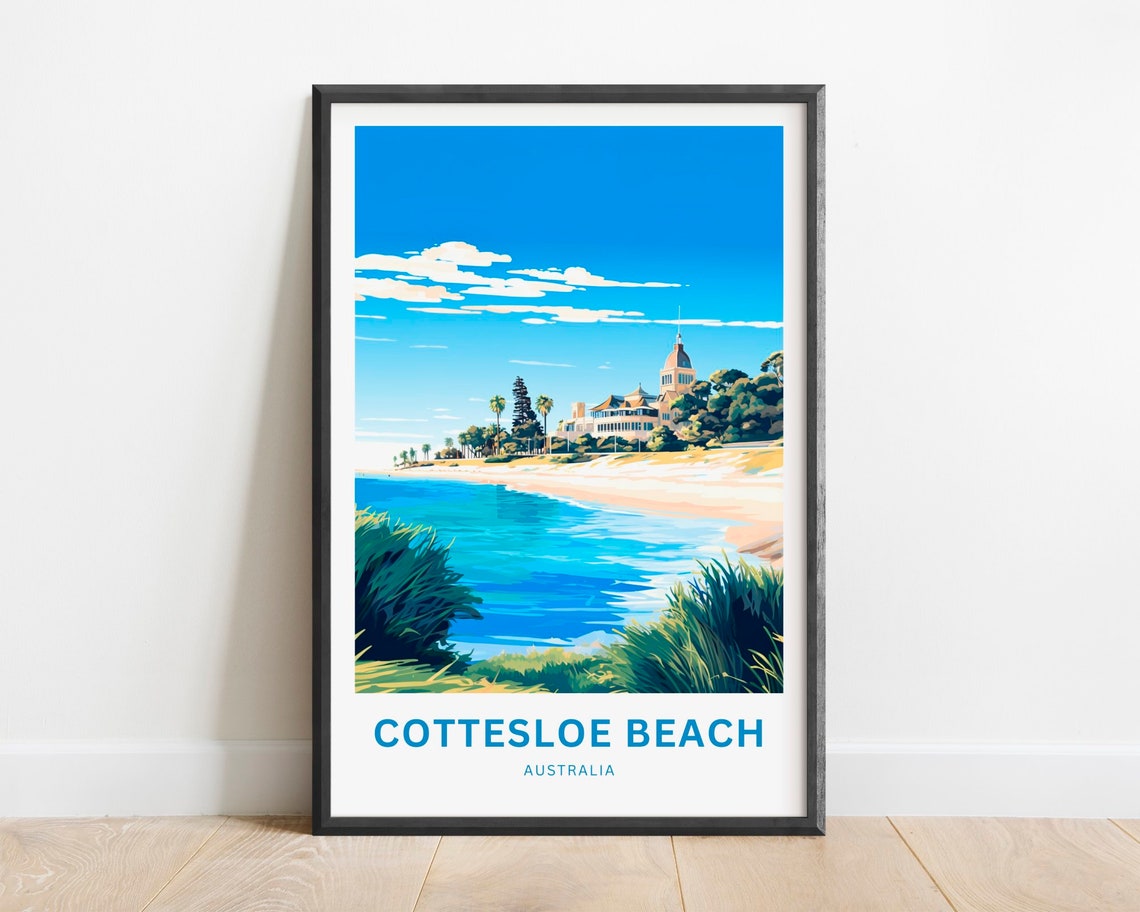 Cottesloe Beach Australia Coastal Headland Ocean Waves Travel Poster