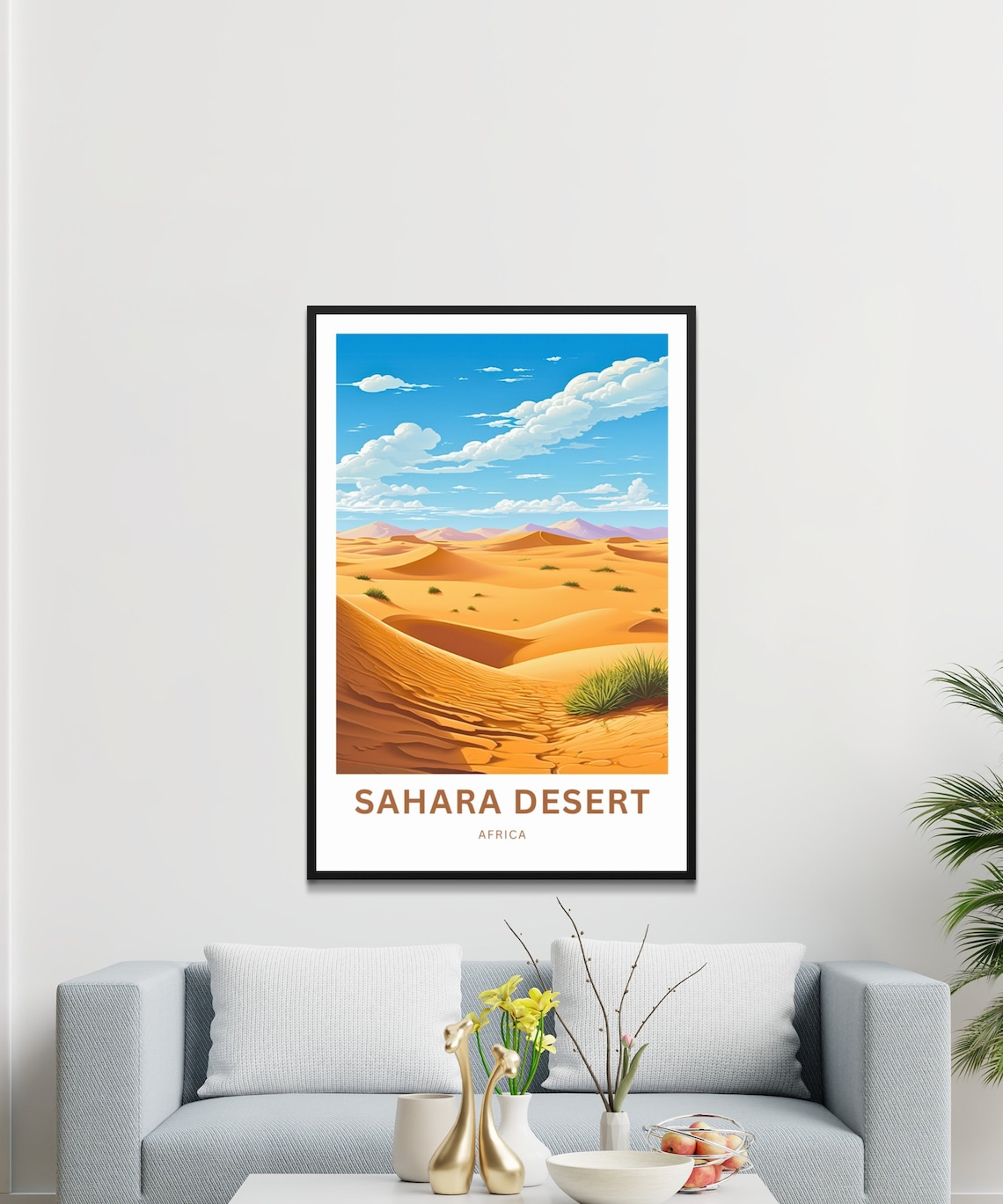 Sahara Desert Africa Golden Dunes Blue Sky Wilderness Travel Poster - Image 2