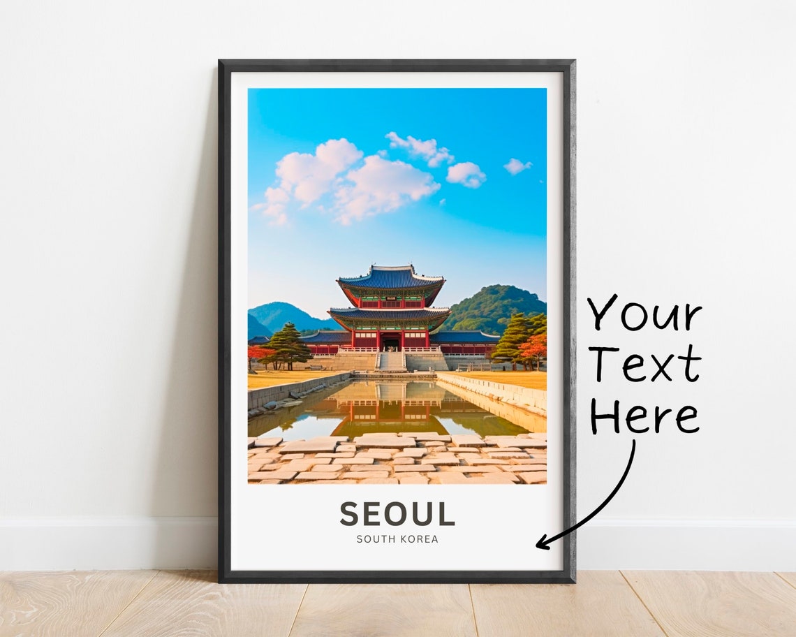 Personalized Seoul South Korea Palace Reflection Custom Travel Poster