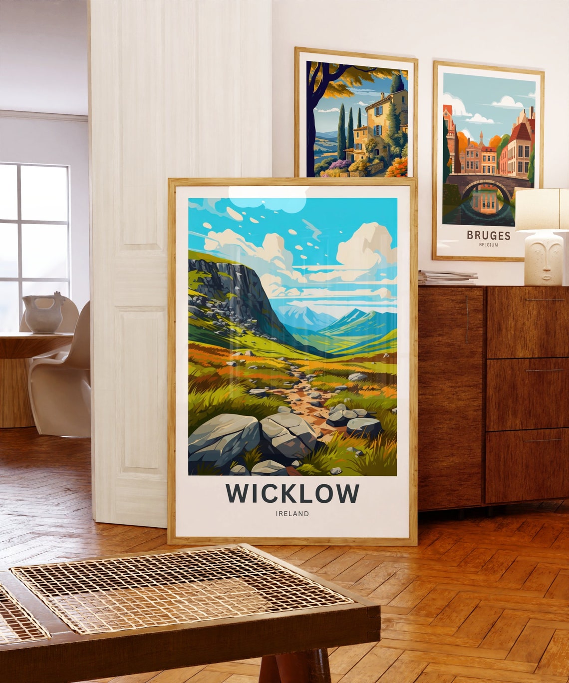 Wicklow Ireland Mountain Valley Golden Meadow Rocky Trail Poster - Image 5