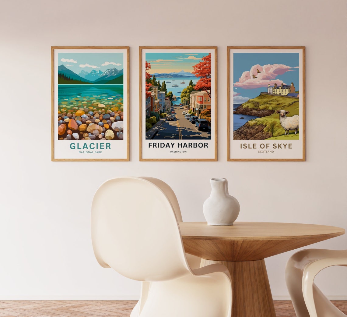 Friday Harbor Washington Street to Harbor Travel Poster Artwork - Image 3