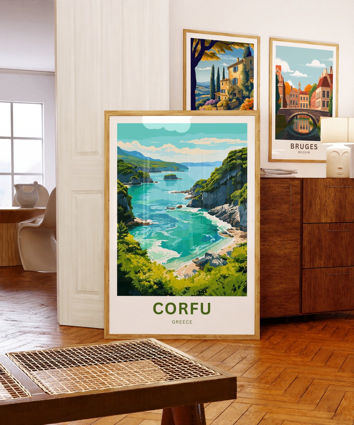 Corfu Greece Turquoise Bay Cliffs Hidden Beach Travel Poster - Image 5