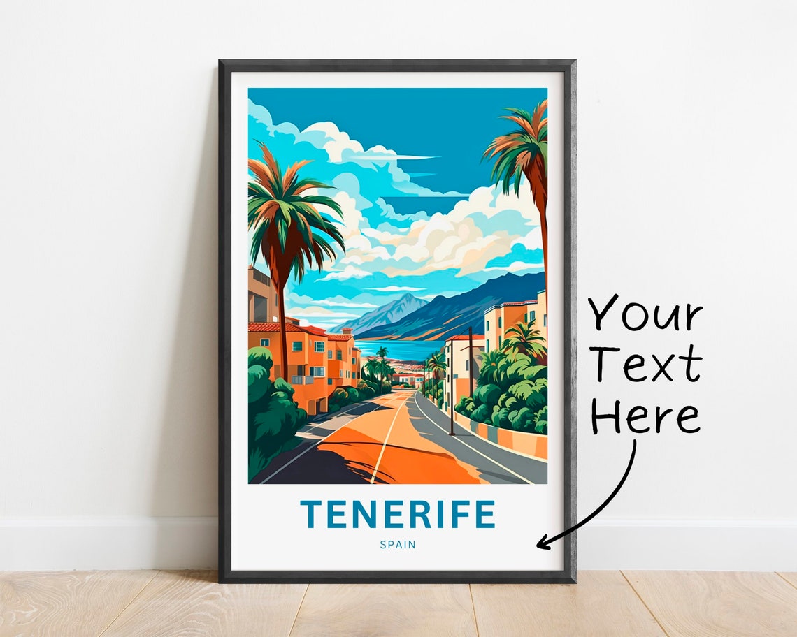 Tenerife Spain Palm Street Beach Custom Personalized Travel Poster