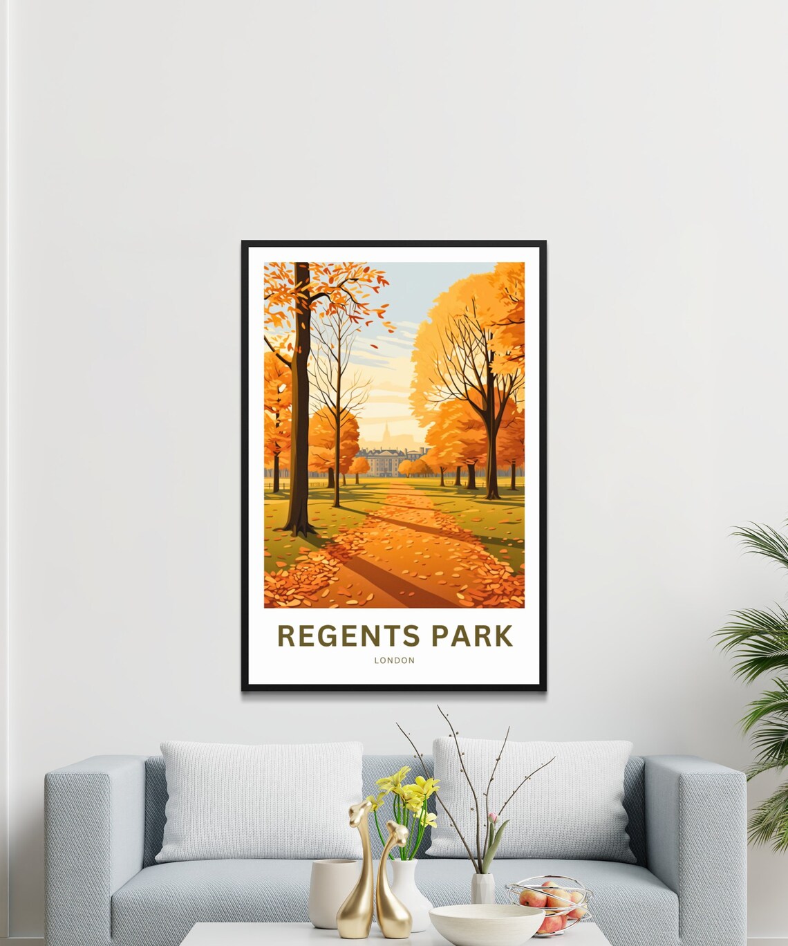 Regents Park London Golden Autumn Trees Path Vintage Travel Poster - Image 3