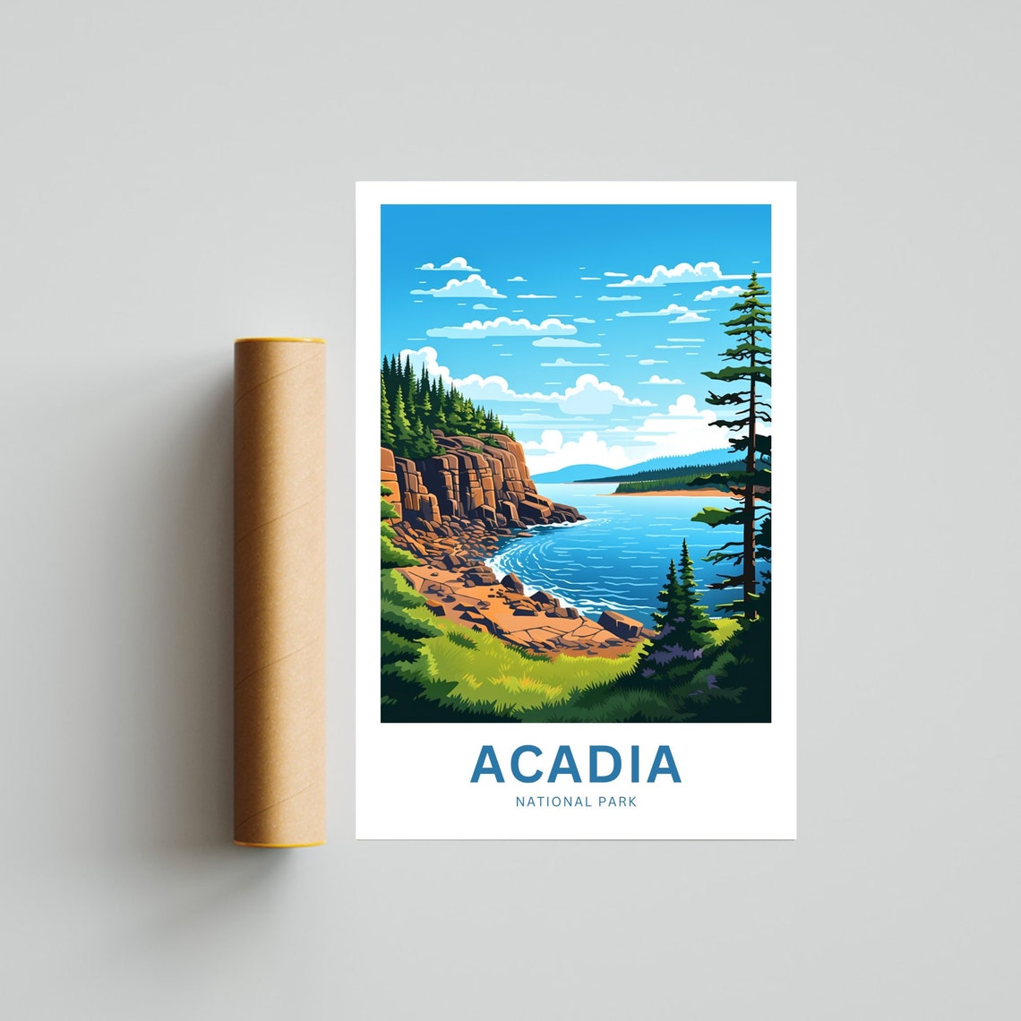 Personalized Acadia National Park Rocky Coast Cliff Gift Poster - Image 4