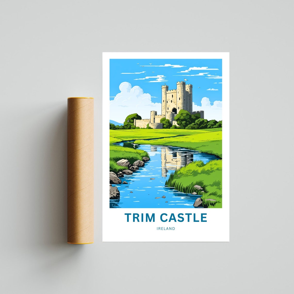Personalized Trim Castle Ireland River Reflection Castle Gift Poster - Image 4