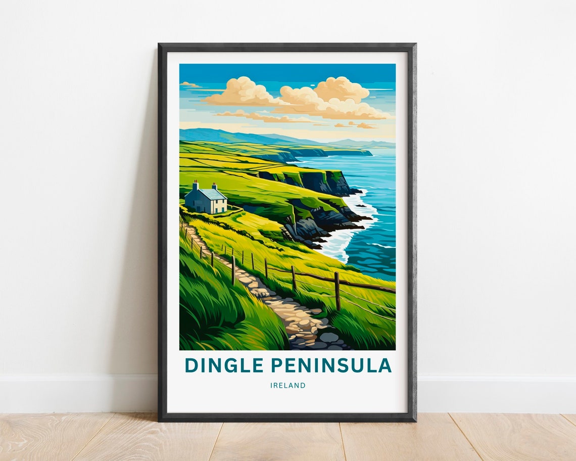 Dingle Peninsula Ireland Green Cliffs Scenic Coastal Walk Poster