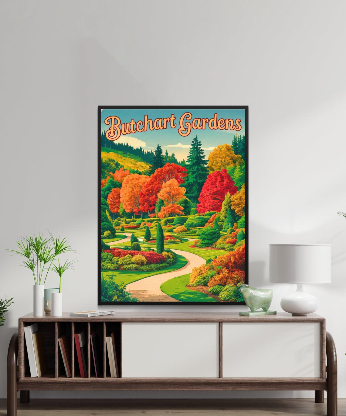 Butchart Gardens Vintage Travel Poster Autumn Garden Landscape - Image 3