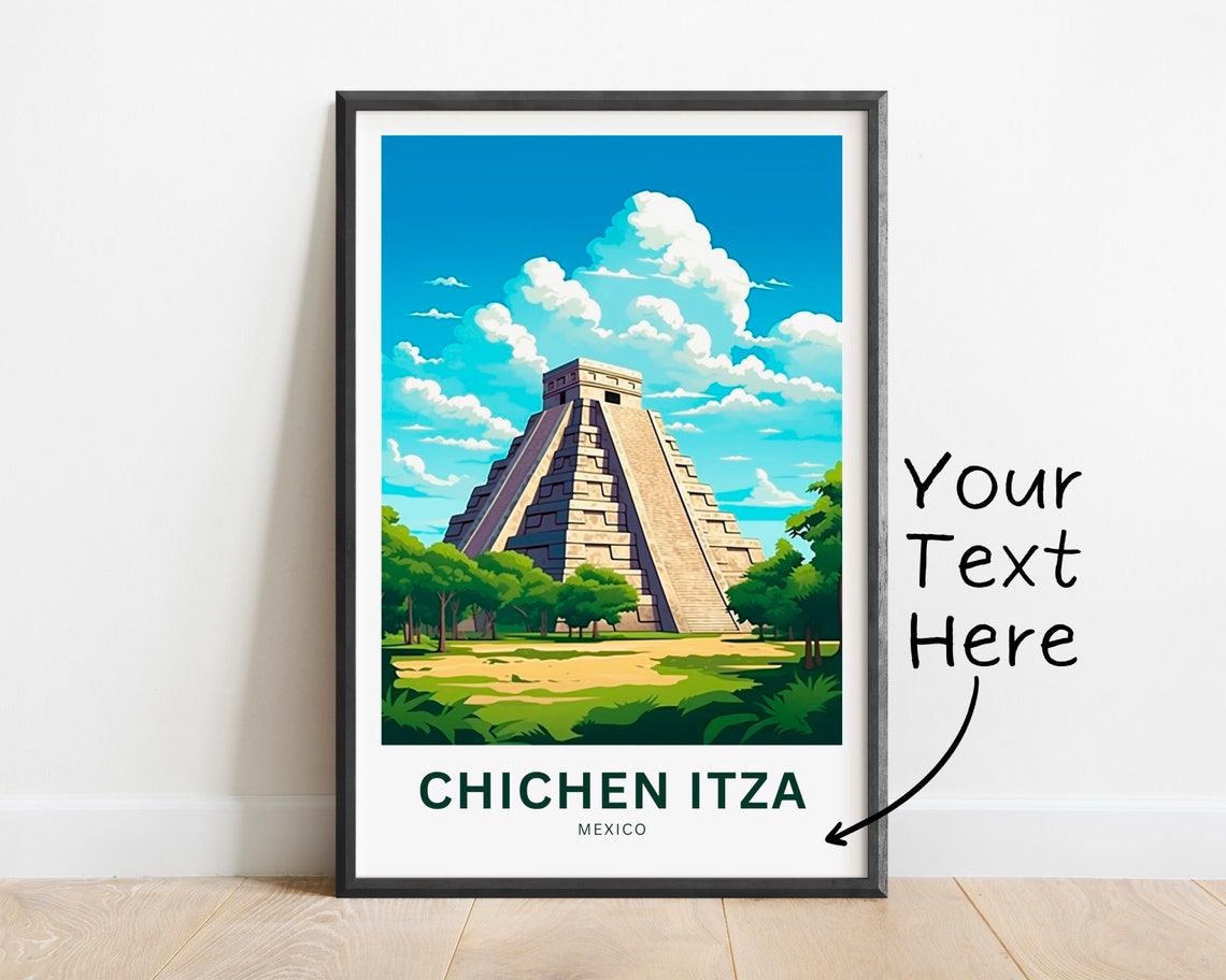Personalized Chichen Itza Travel Print Chichen Itza Poster Mexico Wall Art Framed Present Gift Mexico Present