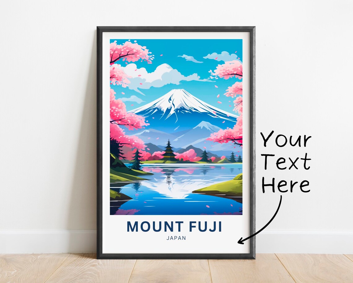 Personalized Mount Fuji Travel Poster, Japan Wall Art