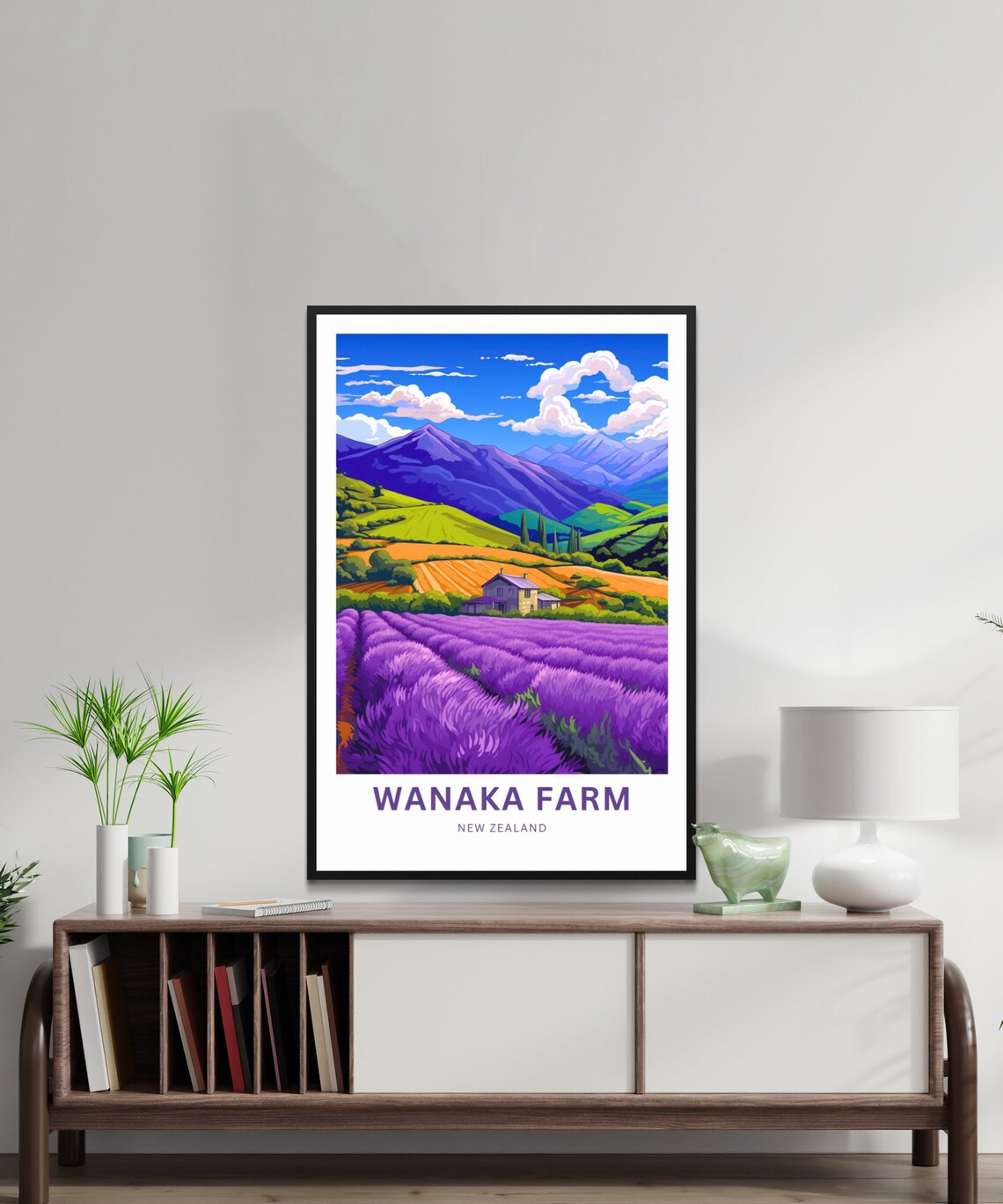 Wanaka Farm New Zealand Lavender Fields Mountains Travel Poster - Image 2