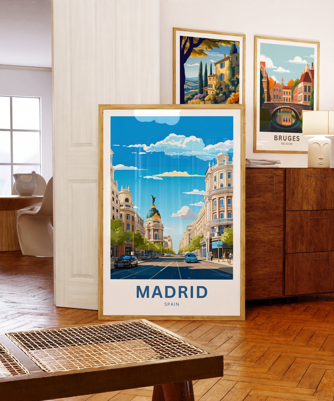 Madrid Spain Gran Via Boulevard Cityscape Illustration Poster - Image 5