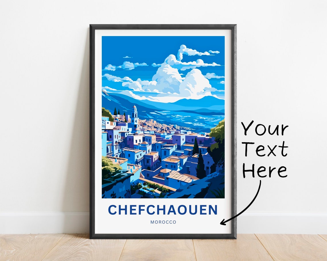 Personalized Chefchaouen Travel Print Chefchaouen Poster Morocco Wall Art Framed Present Gift Morocco Present