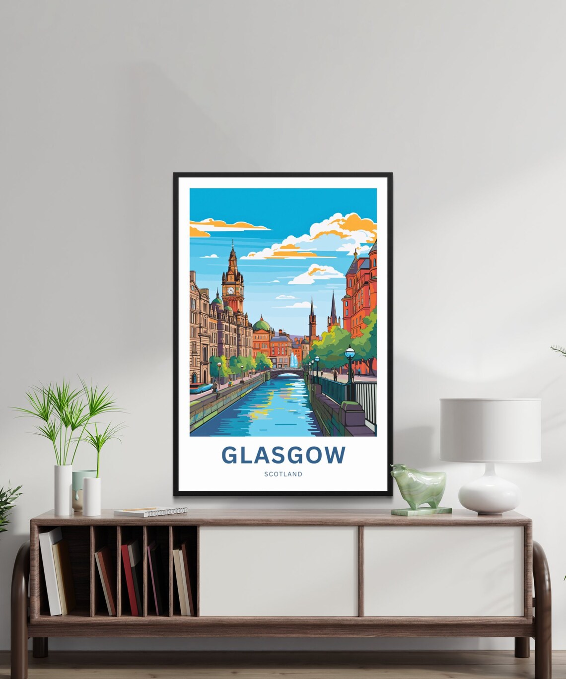 Glasgow Scotland Canal Historic Buildings Clock Tower Poster - Image 2