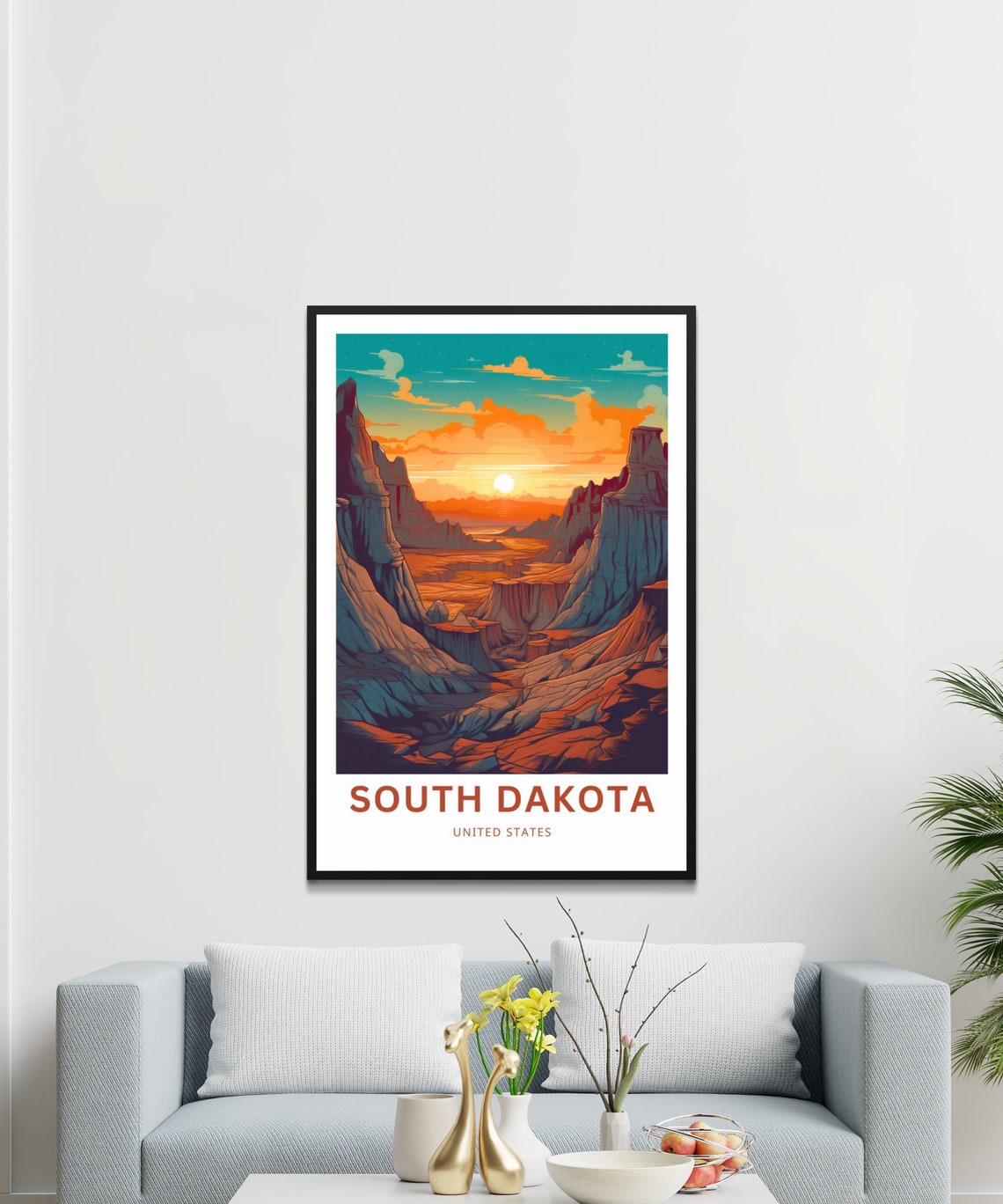 South Dakota Badlands Desert Sunset Personalized Travel Poster - Image 3
