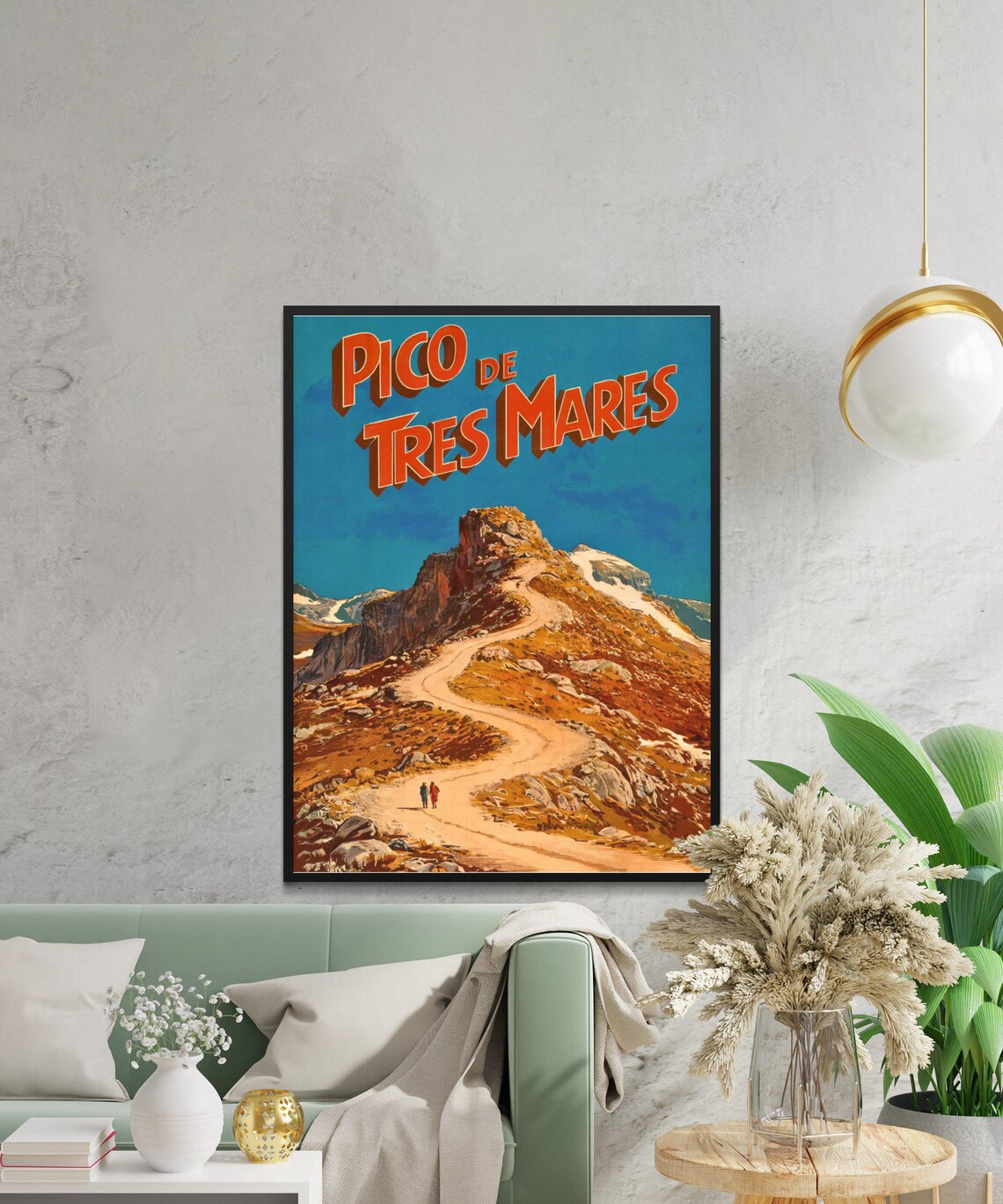 Pico de Tres Mares Summit Trail Hikers Vintage Retro Travel Poster - Image 2