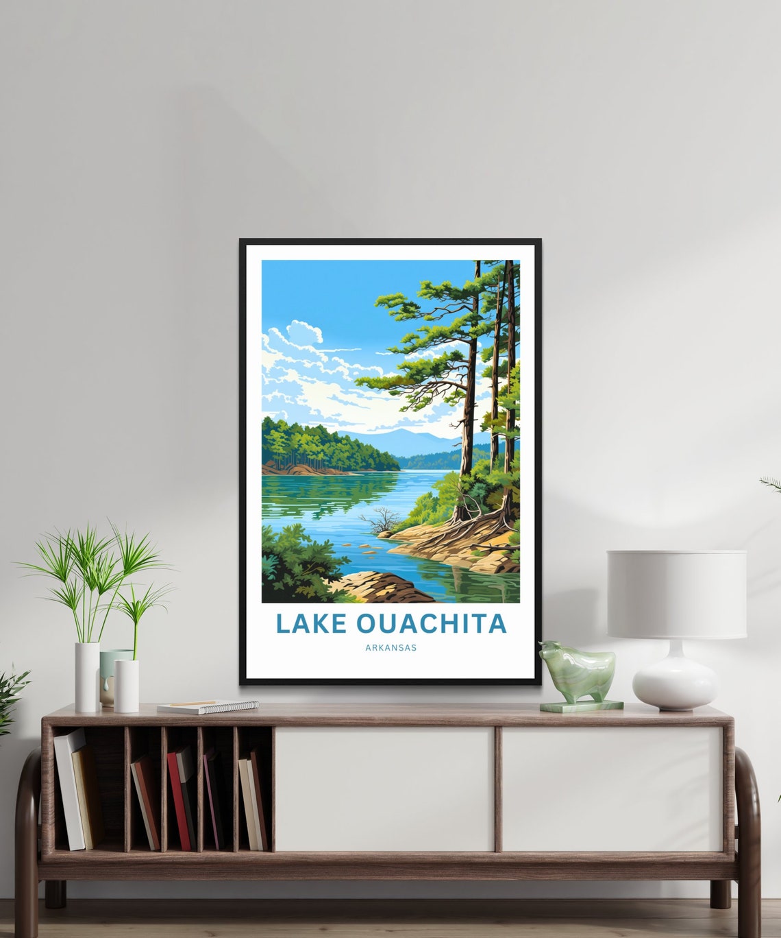 Lake Ouachita Arkansas Tall Pine Trees Lakeside View Travel Poster - Image 2