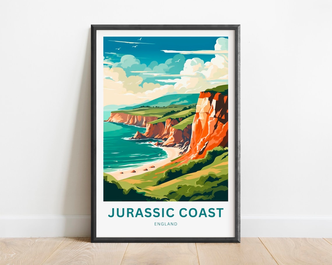Jurassic Coast Travel Poster, England Wall Art