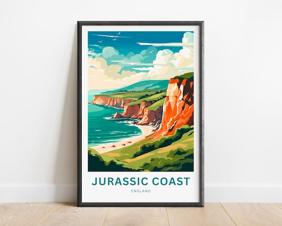 Jurassic Coast Travel Poster, England Wall Art