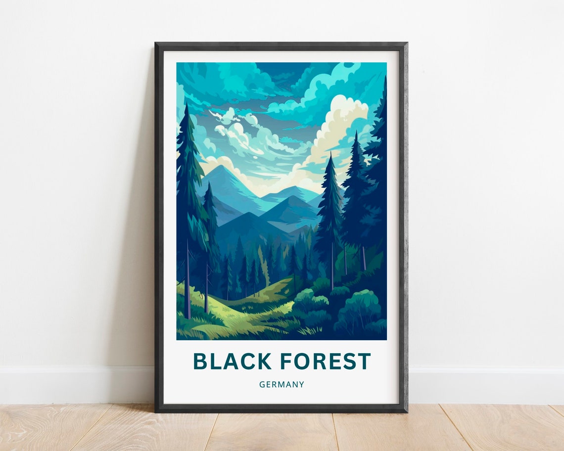 Black Forest Germany Pine Mountain Valley Vintage Travel Poster