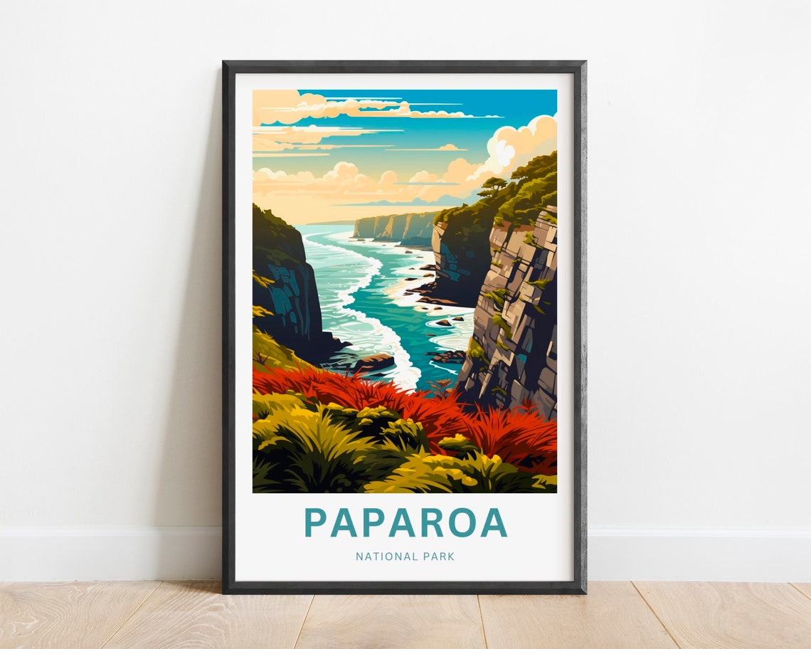 Paparoa National Park Sea Cliffs Waves Rugged Coast Travel Poster