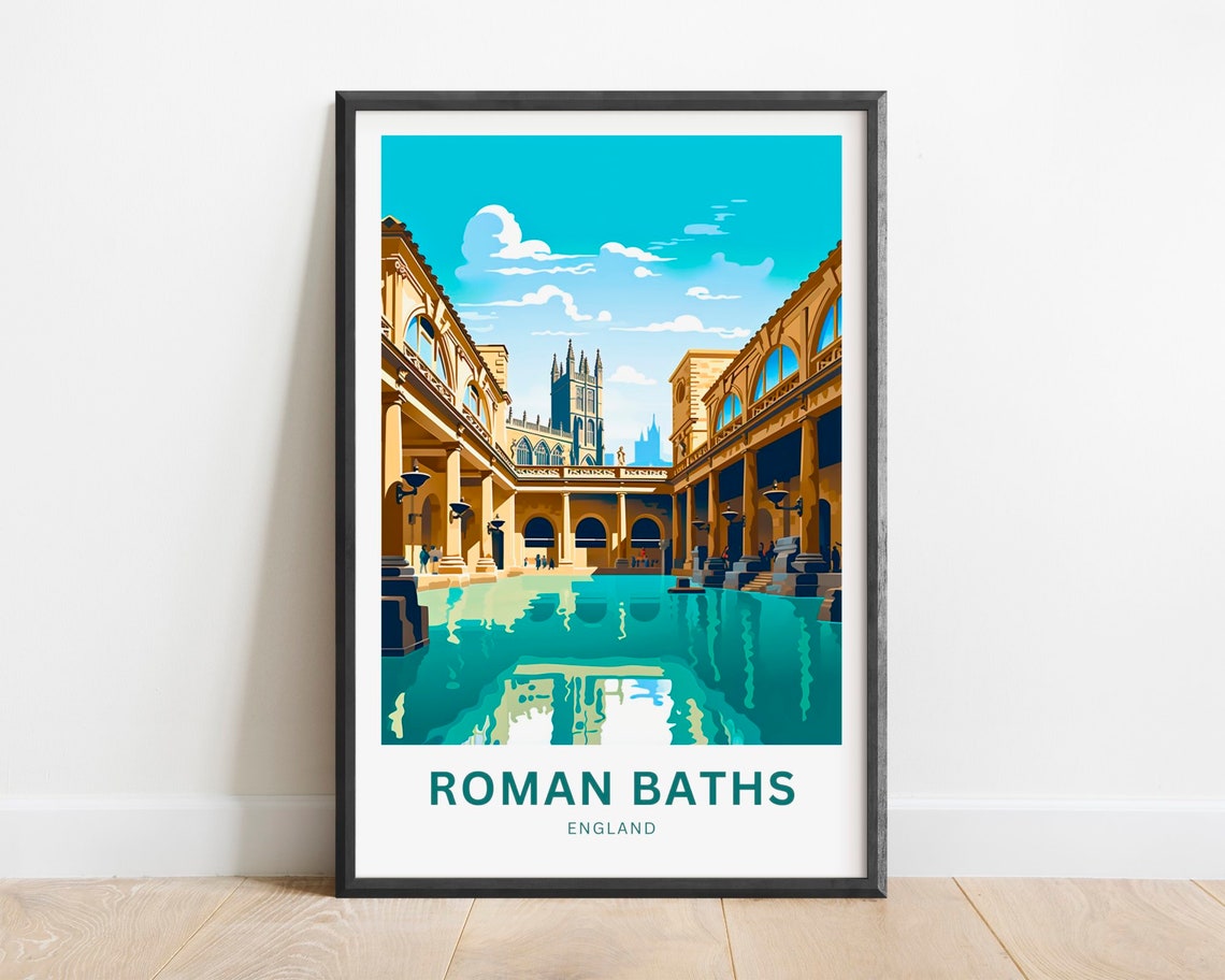 Roman Baths England Great Bath And Abbey Architecture Poster
