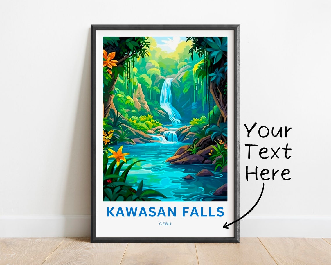 Kawasan Falls Cebu Tropical Waterfall Personalized Jungle Poster