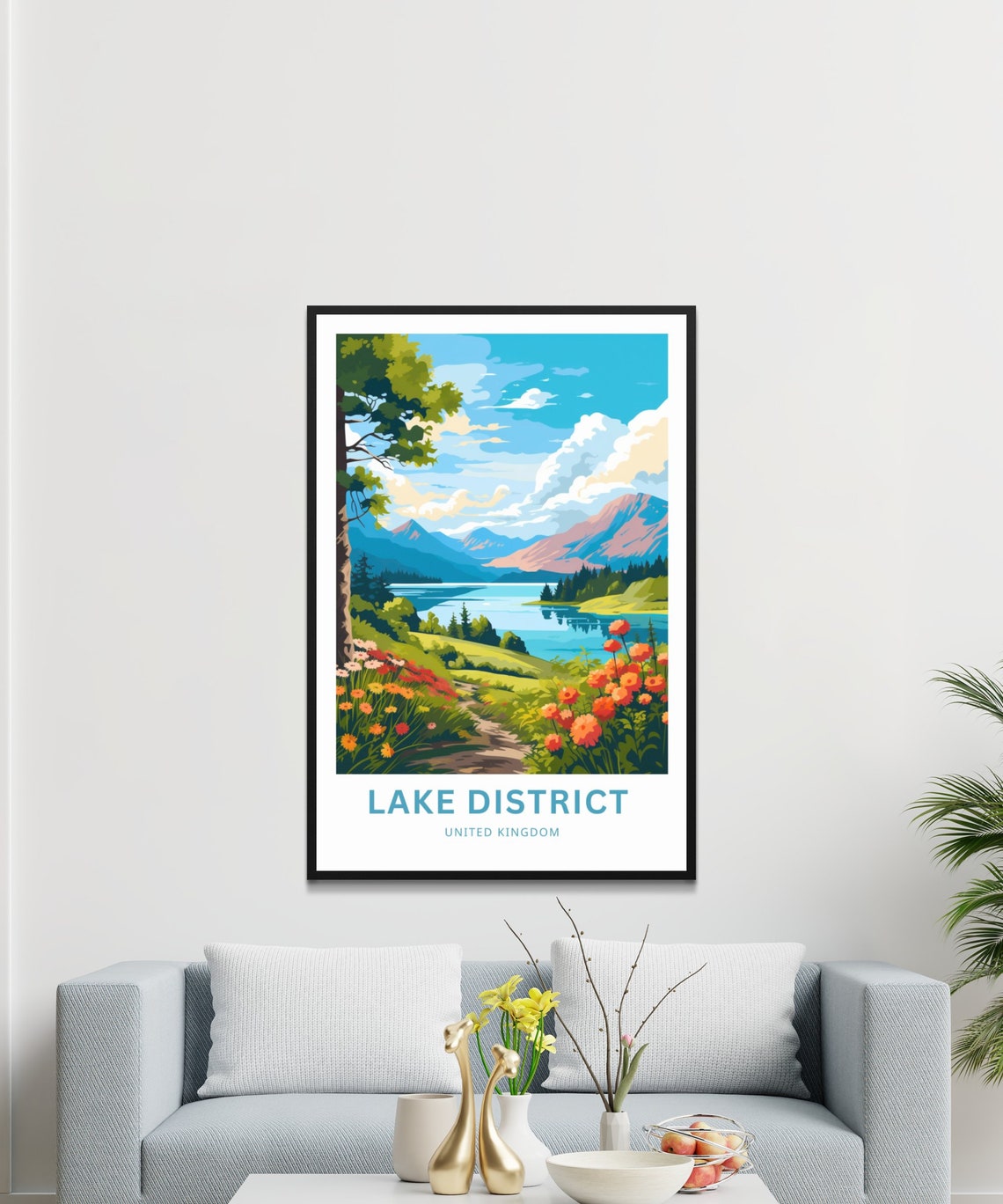 Lake District Mountains Flowers Lake Custom England Travel Poster - Image 3