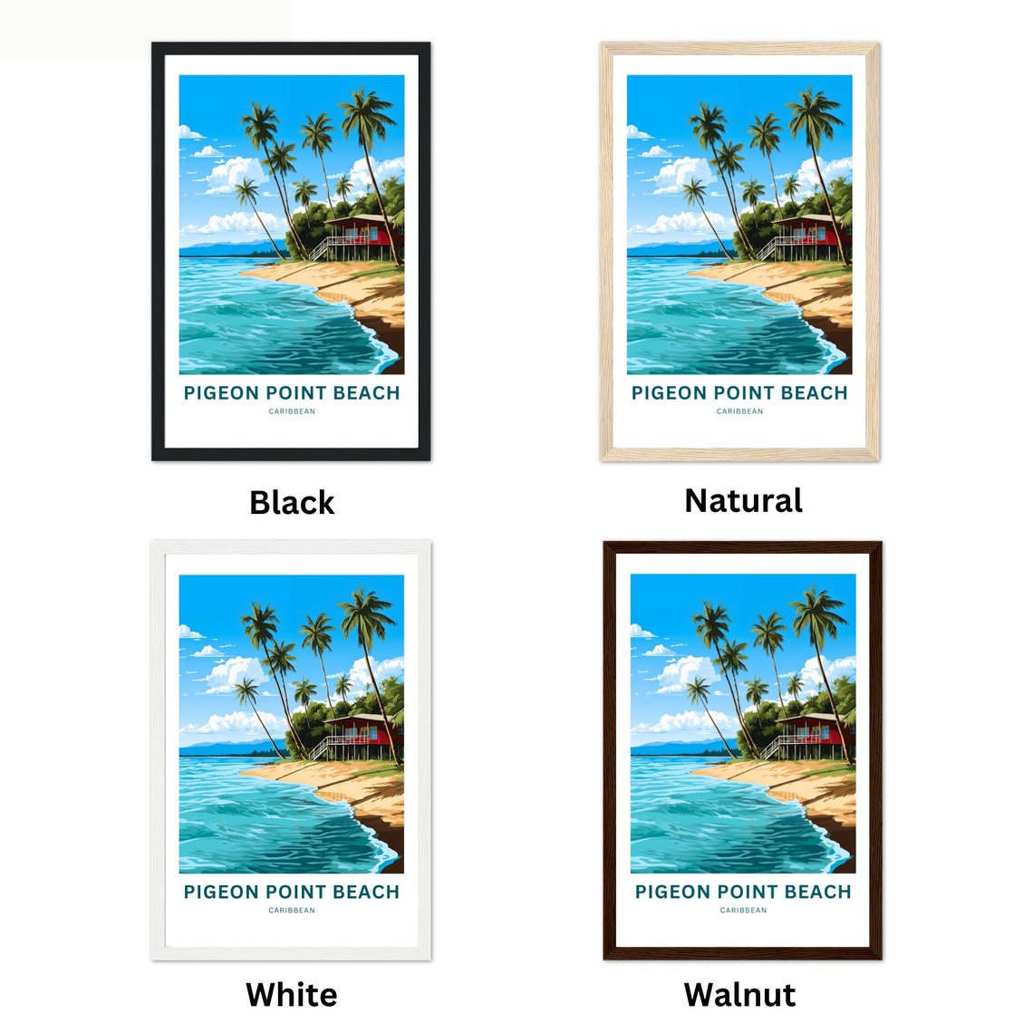 Pigeon Point Beach Travel Print Pigeon Point Beach Poster Tobago Wall Art Framed Present Gift Caribbean Present Personalized Custom - Image 2