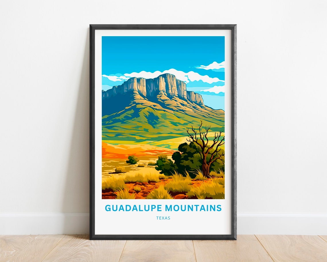 Guadalupe Mountains Texas El Capitan Desert Landscape Art Poster