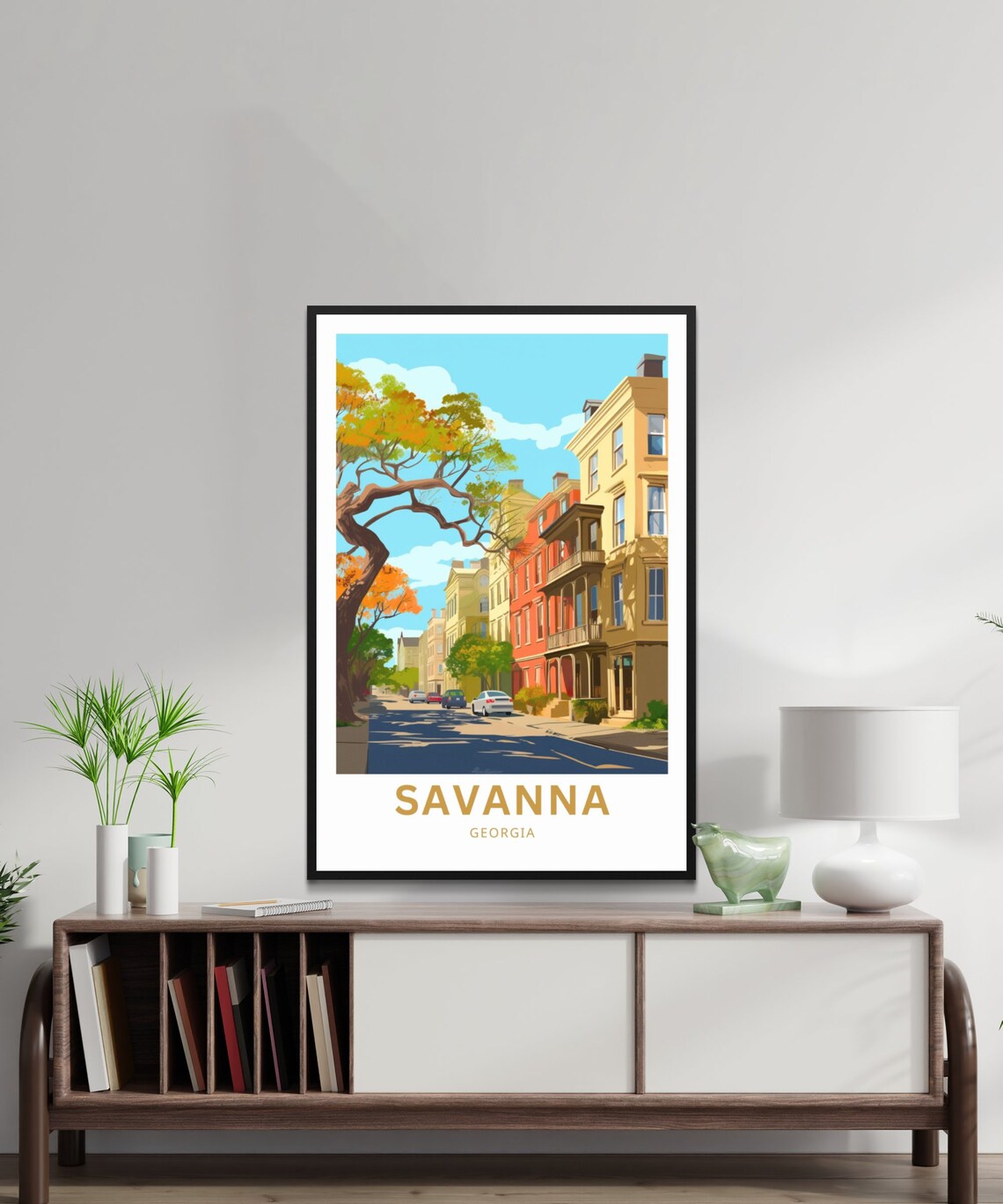Savanna Georgia Personalized Travel Poster Historic Street Scene Art - Image 3