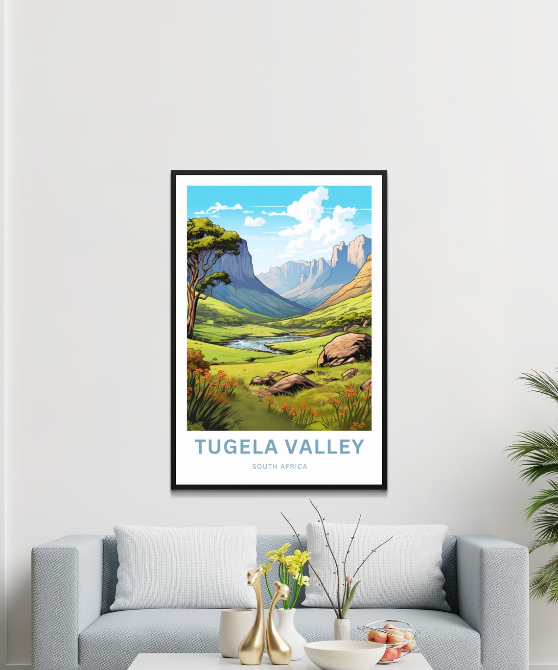 Tugela Valley South Africa Basalt Cliffs Green Valley Travel Poster - Image 3