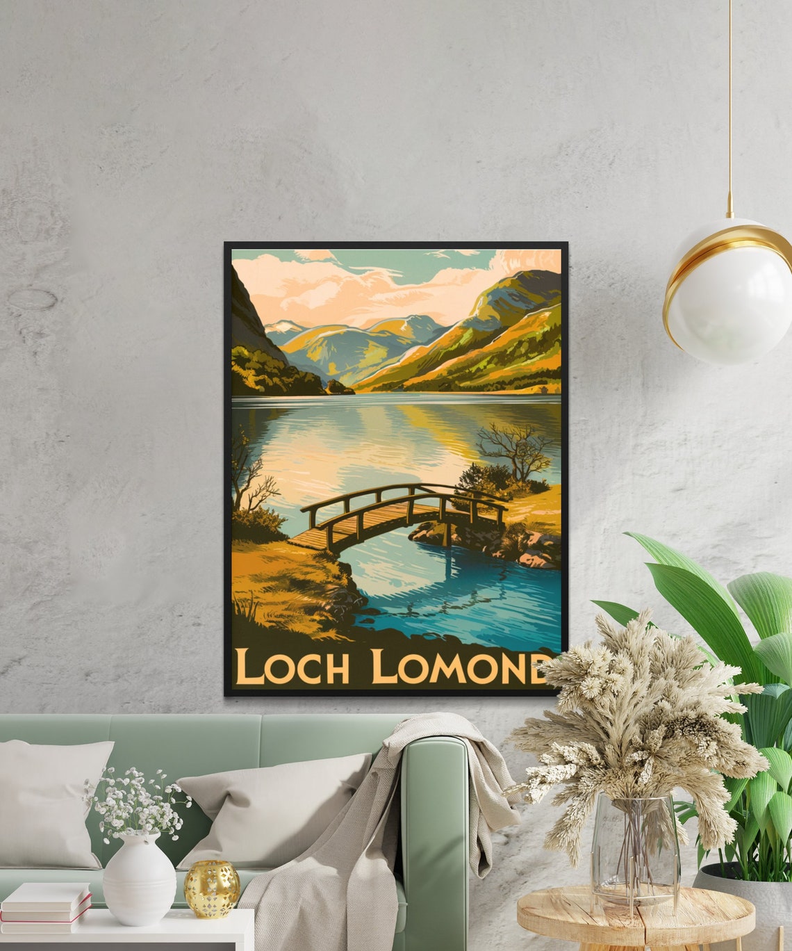 Loch Lomond Retro Wooden Bridge Calm Lake Mountain Scene Poster - Image 3