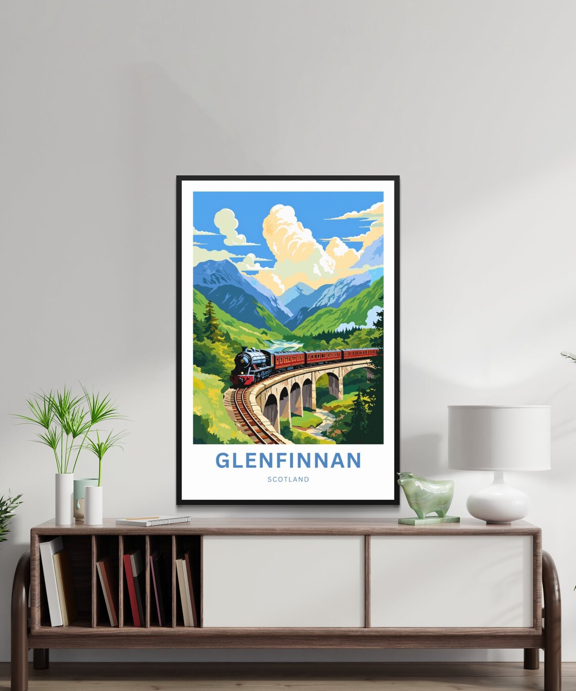 Glenfinnan Viaduct Steam Train Mountain Scotland Travel Poster - Image 2