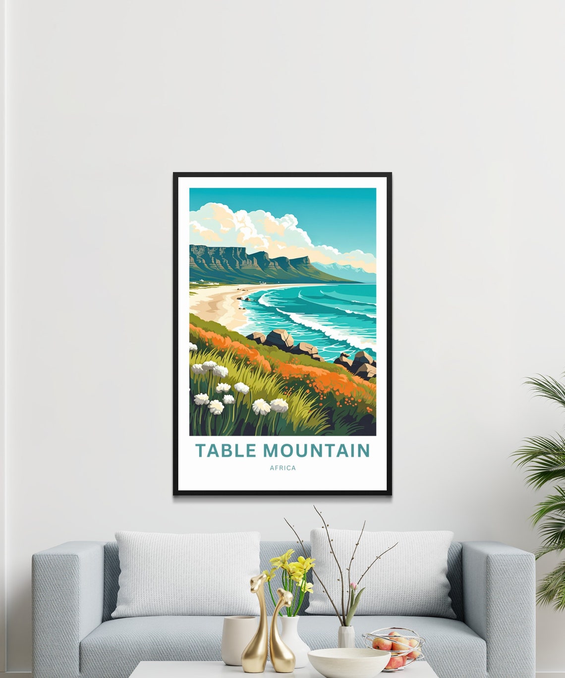 Personalized Table Mountain Travel Print Table Mountain Poster Africa Wall Art Framed Present Gift Africa Present - Image 2