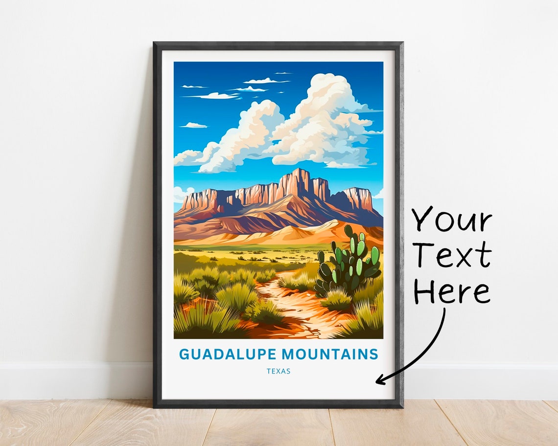 Personalized Guadalupe Mountains Cactus Trail Custom Text Poster