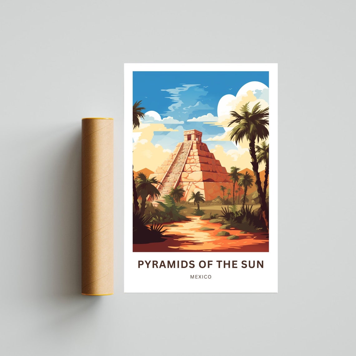 Pyramids Of The Sun Mexico Personalized Sunset Jungle Travel Poster - Image 4