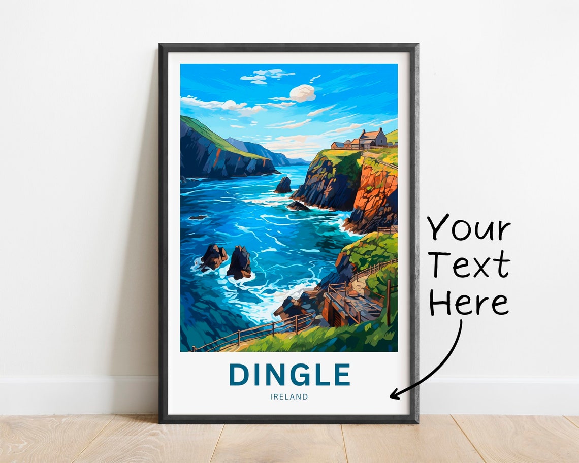 Personalized Dingle Ireland Coastal Sea Cliffs Custom Travel Poster