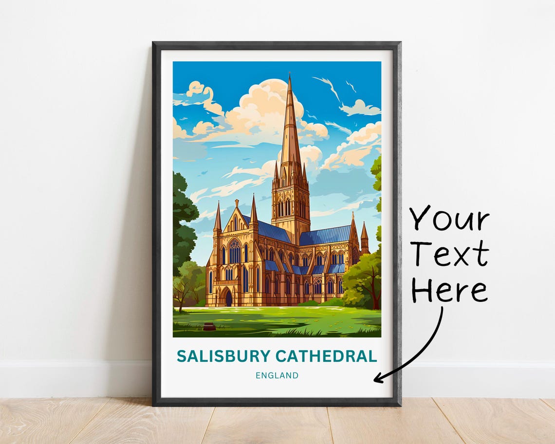 Salisbury Cathedral England Sunny Day Gothic Spire Art Poster - Image 2