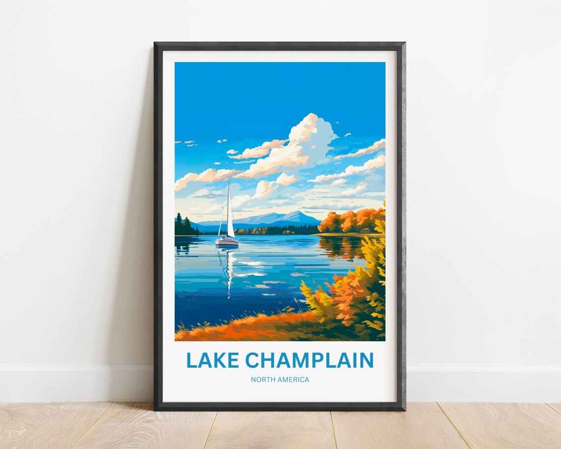 Lake Champlain Travel Poster, North America Wall Art