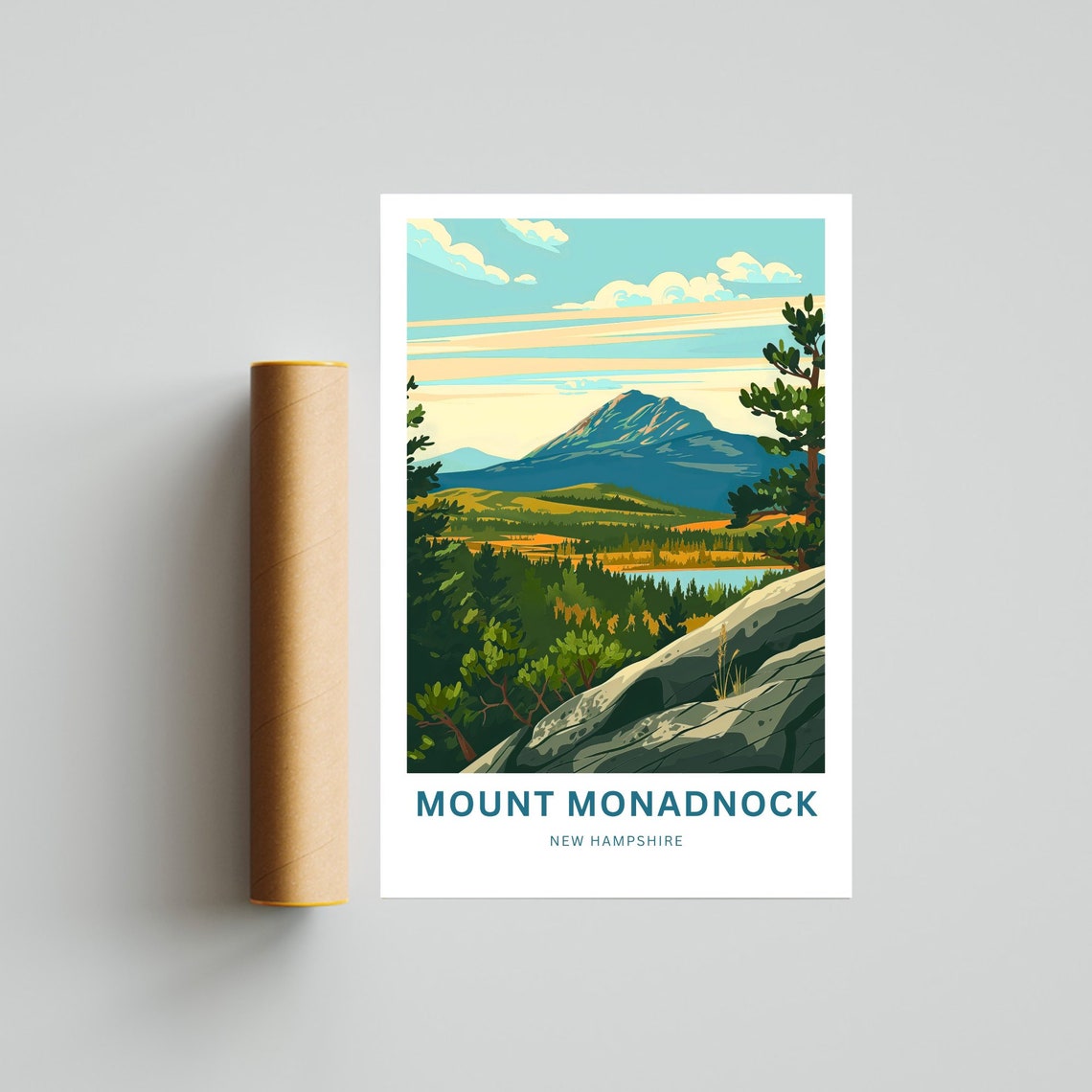 Personalized Mount Monadnock Summit Rocky Ledge Custom Name Poster - Image 4