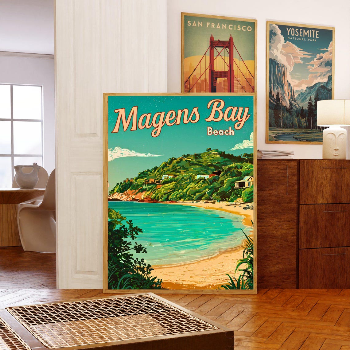 Magens Bay Beach Caribbean Hillside Villa Tropical Retro Travel Poster - Image 5