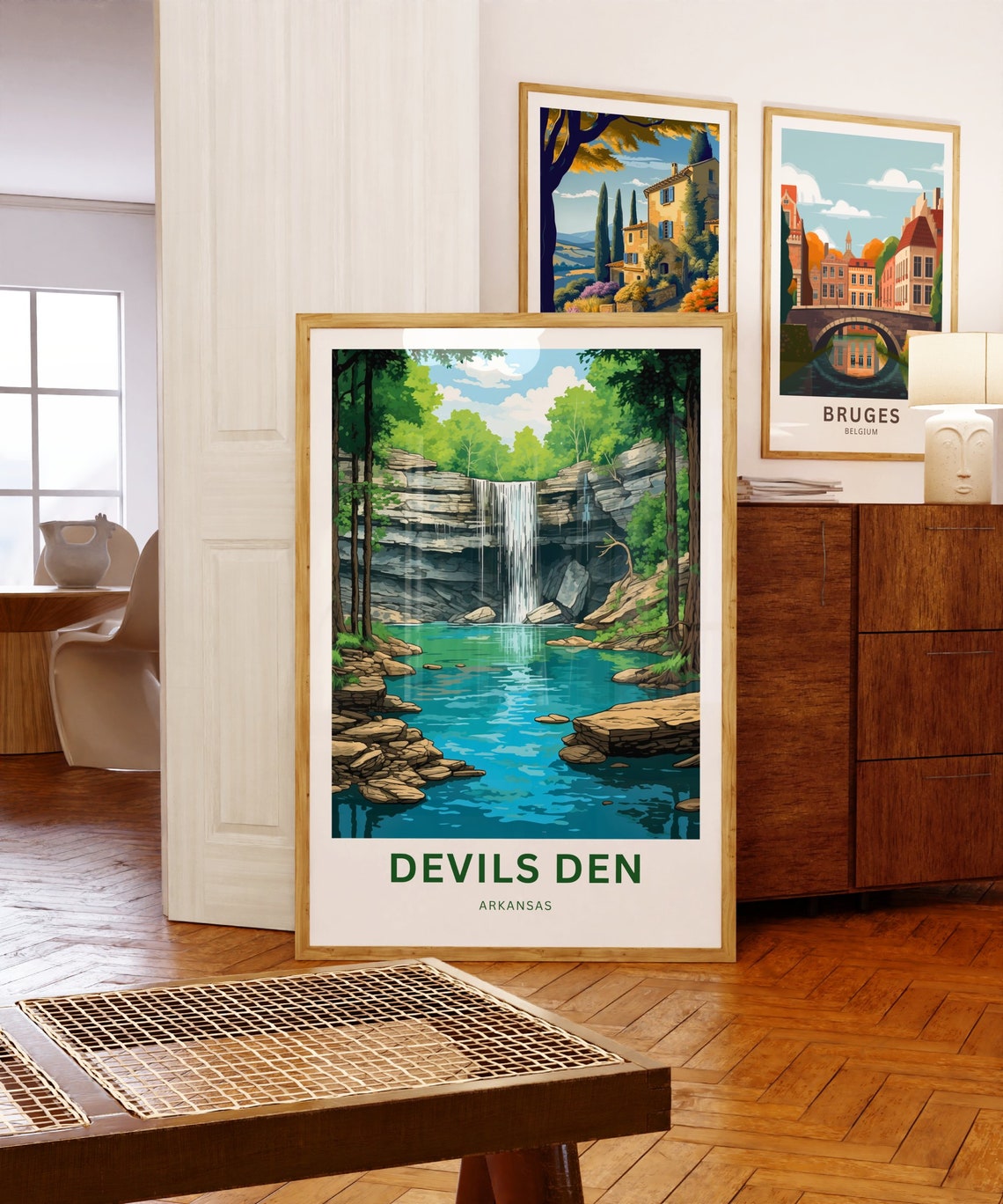 Devils Den Arkansas Limestone Falls Travel Illustration Poster - Image 5