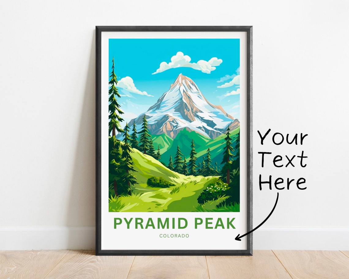 Pyramid Peak Colorado Snowy Summit Pine Meadow Custom Art Poster