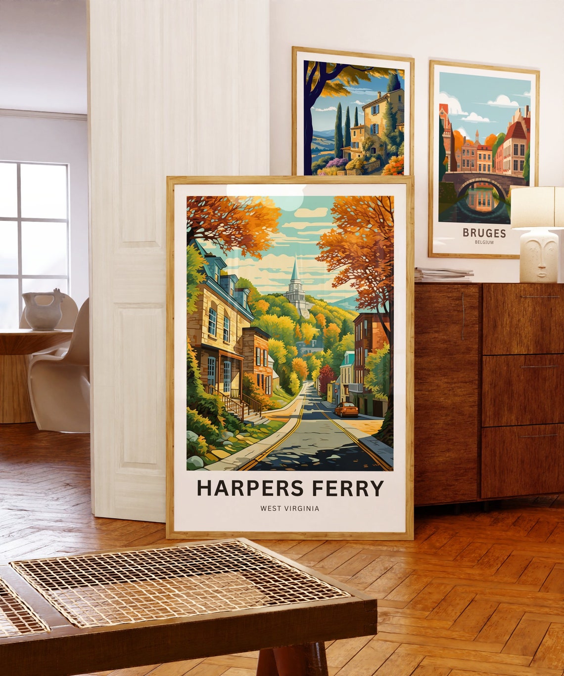 Harpers Ferry Orange Fall Foliage Street Scene West Virginia Poster - Image 5